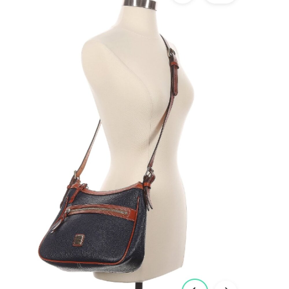 Dooney & Bourke Navy and Brown pebble Leather Crossbody Bag - Picture 15 of 15